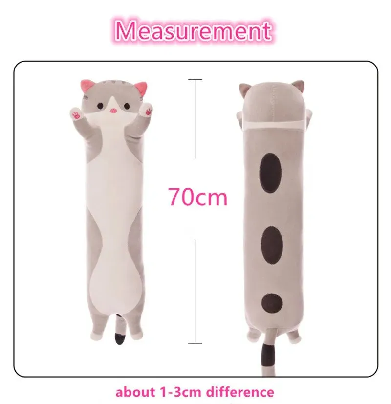 70cm Cute Long Cat Plush Toy Soft Stuffed Nap Doll for Office Home Decor and Gifts