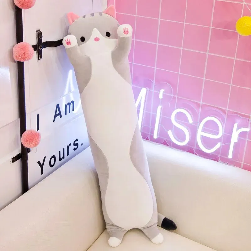 70cm Cute Long Cat Plush Toy Soft Stuffed Nap Doll for Office Home Decor and Gifts