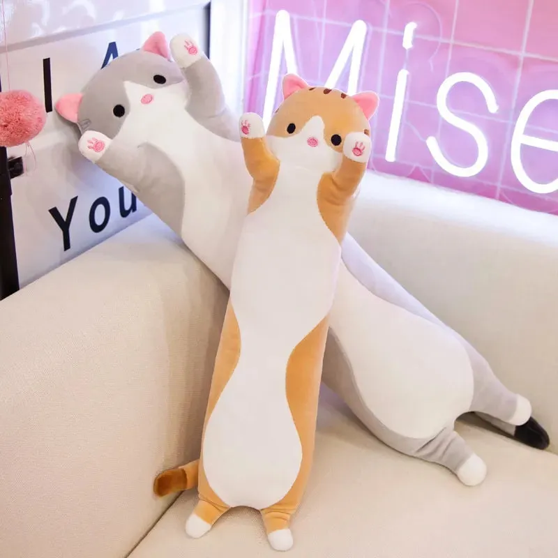 70cm Cute Long Cat Plush Toy Soft Stuffed Nap Doll for Office Home Decor and Gifts
