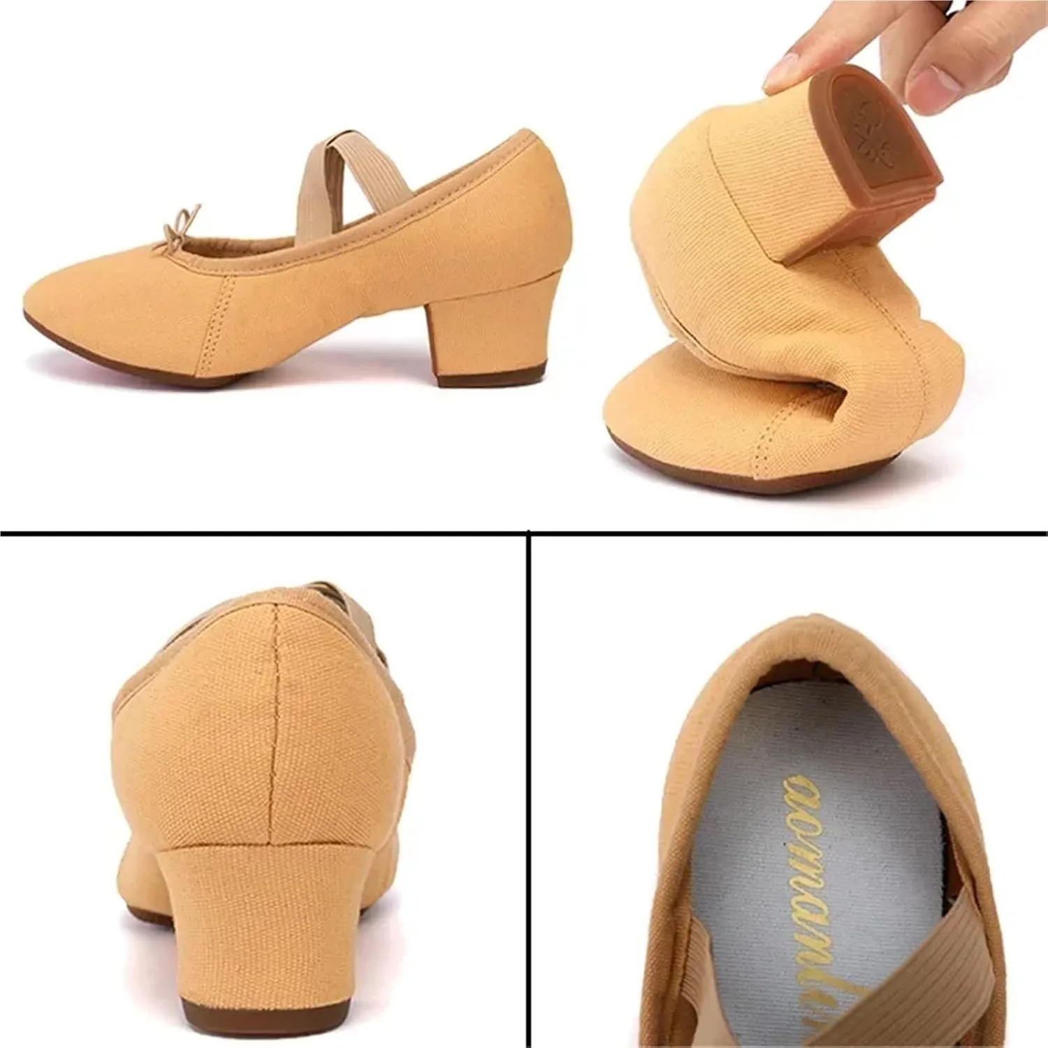 Adult Jazz Ballroom Canvas Dance Shoes Women Teacher Soft Sole Latin Modern Dance National Shoes Standard Practice for Dance Performance