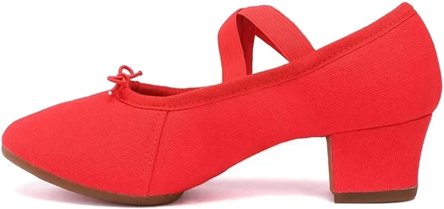 Adult Jazz Ballroom Canvas Dance Shoes Women Teacher Soft Sole Latin Modern Dance National Shoes Standard Practice for Dance Performance