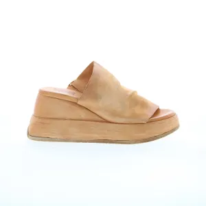 A.S. 98 Rafe Womens Brown Leather Slip On Platform Sandals Shoes