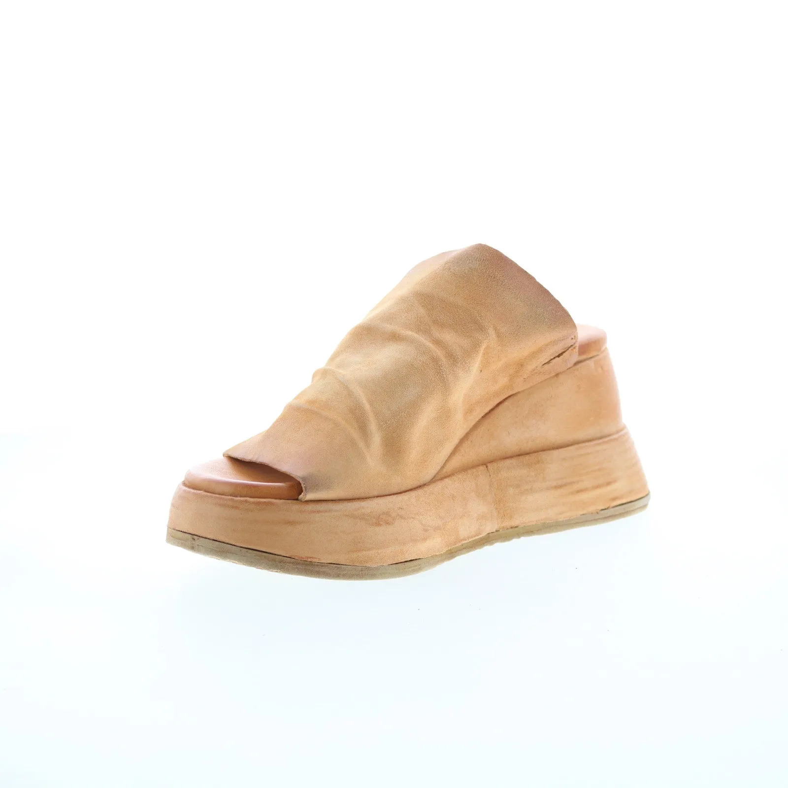 A.S. 98 Rafe Womens Brown Leather Slip On Platform Sandals Shoes