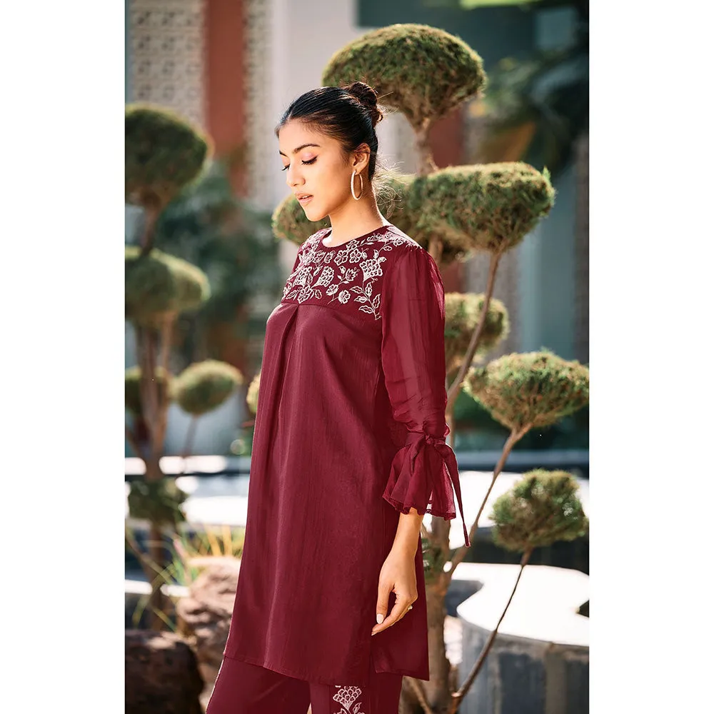 Autumnlane Alice Maroon Applique & Embroidery Co-Ord Set