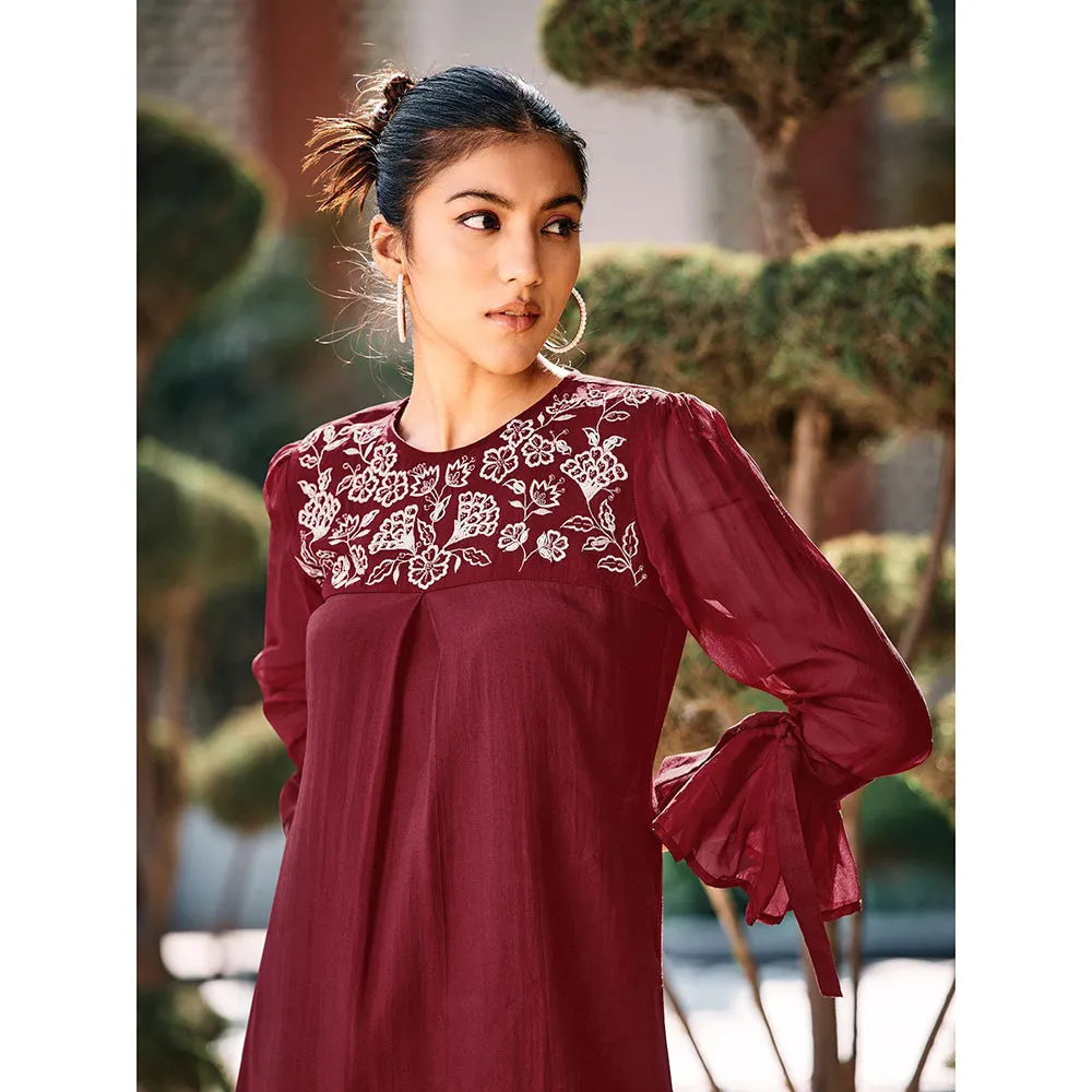 Autumnlane Alice Maroon Applique & Embroidery Co-Ord Set