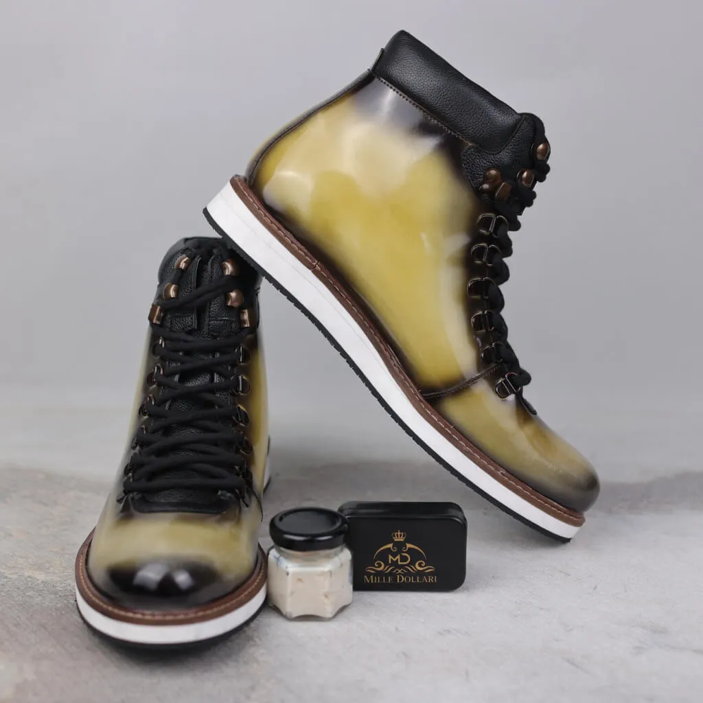 Bespoke Patent Hiker Style Laceup Boots