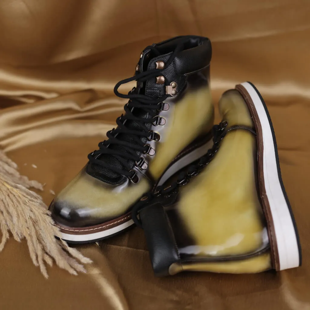 Bespoke Patent Hiker Style Laceup Boots