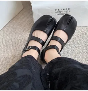 binfenxie  -  Fashion Split Toe Soft Leather Mary Janes Tabi Women Ballet Flats Spring Autumn Comfort Dance Loafers Casual Lazy Walking Shoes