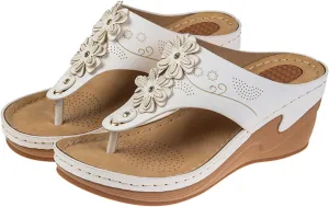 Bohemian Orthopedic Sandals for Women 2025 Floral Hollow Out Mesh Sports Sandals Casual Thick Soled Height Increasing Sandals