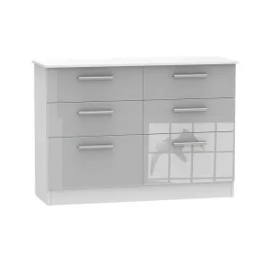 Buxton Large Chest of Drawers White & Grey 6 Drawers