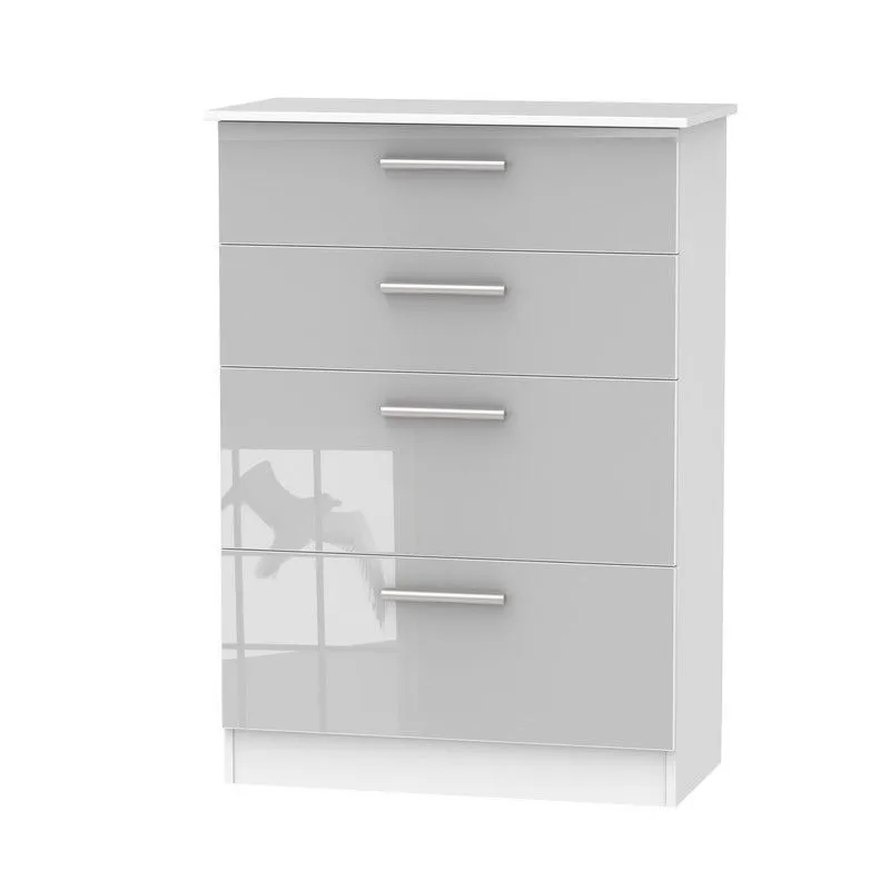 Buxton Tall Chest of Drawers White & Grey 4 Drawers