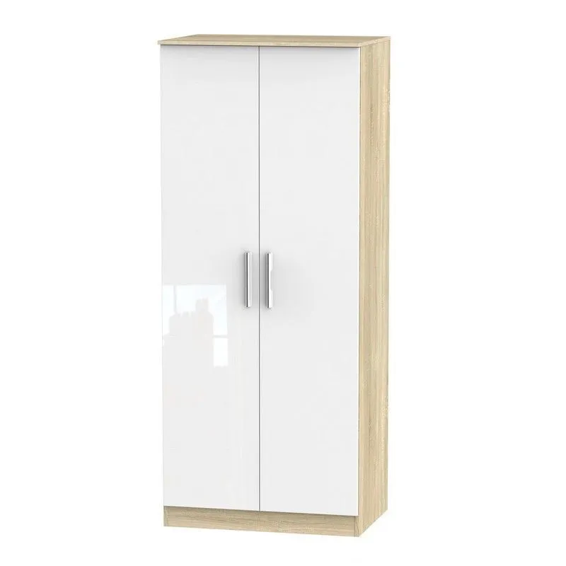 Buxton Tall Wardrobe Natural & White 2 Doors