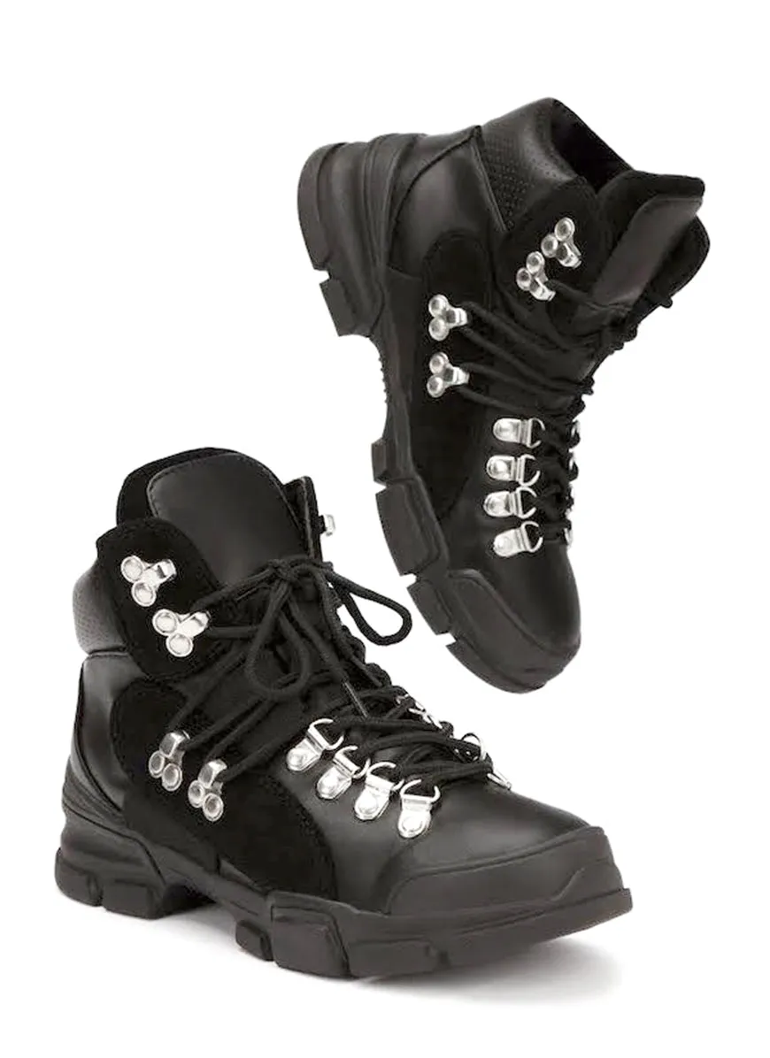 Cape Robbin Country Side Black Platform Silver Hardware Lace Up High Top Sneaker (10)