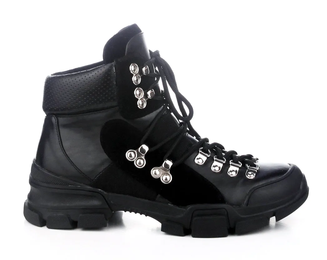Cape Robbin Country Side Black Platform Silver Hardware Lace Up High Top Sneaker (10)