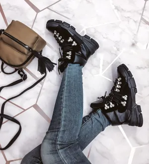 Cape Robbin Country Side Black Platform Silver Hardware Lace Up High Top Sneaker (10)