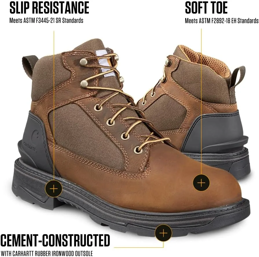 Carhartt Ironwood Waterproof Work Boots for Men - 6-inch, Reinforced Oil-Tanned Leather with Breathable Membrane, EH & Slip-Resistant Outsoles