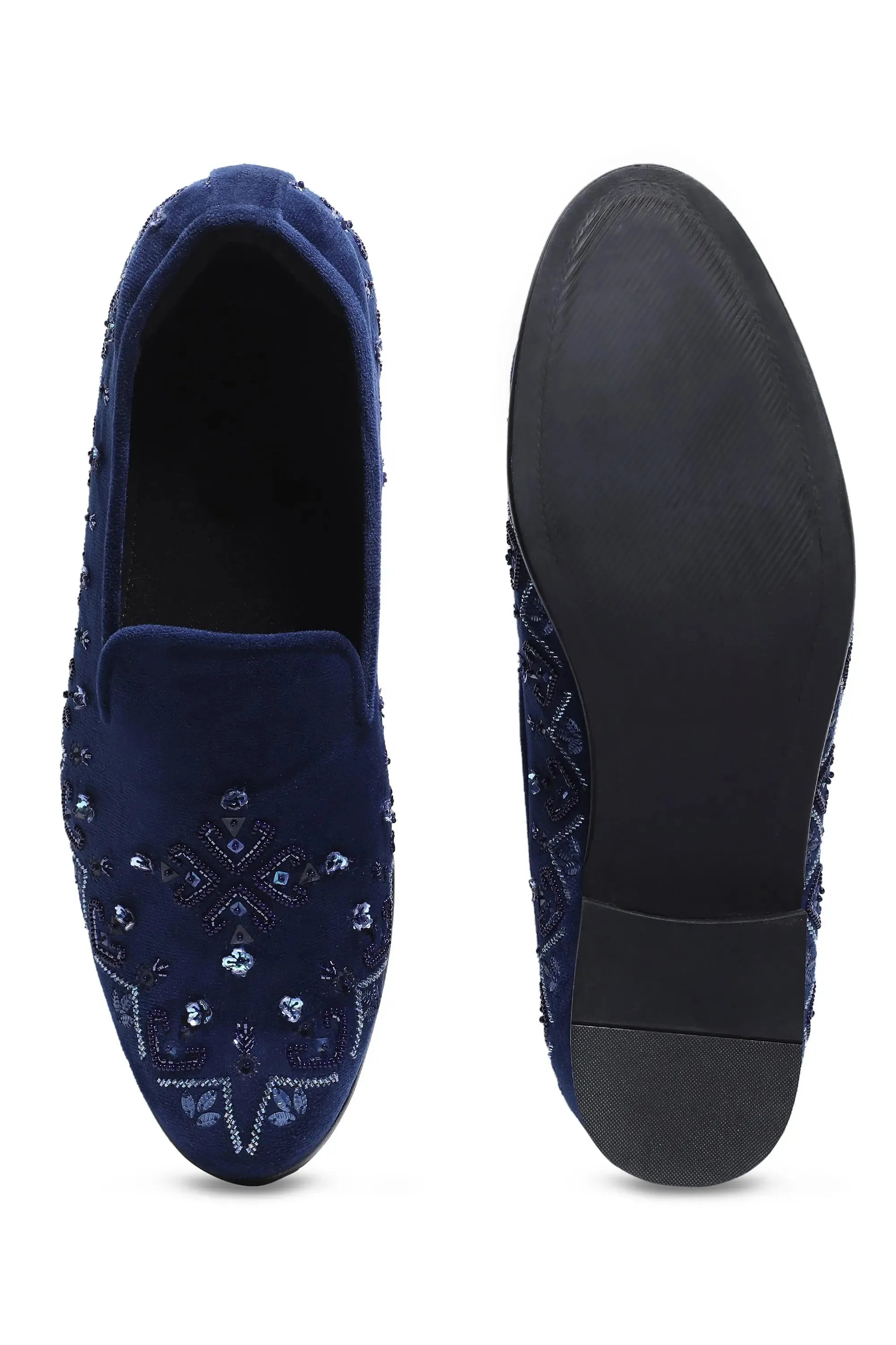 Celestial Navy Velvet Slip-Ons