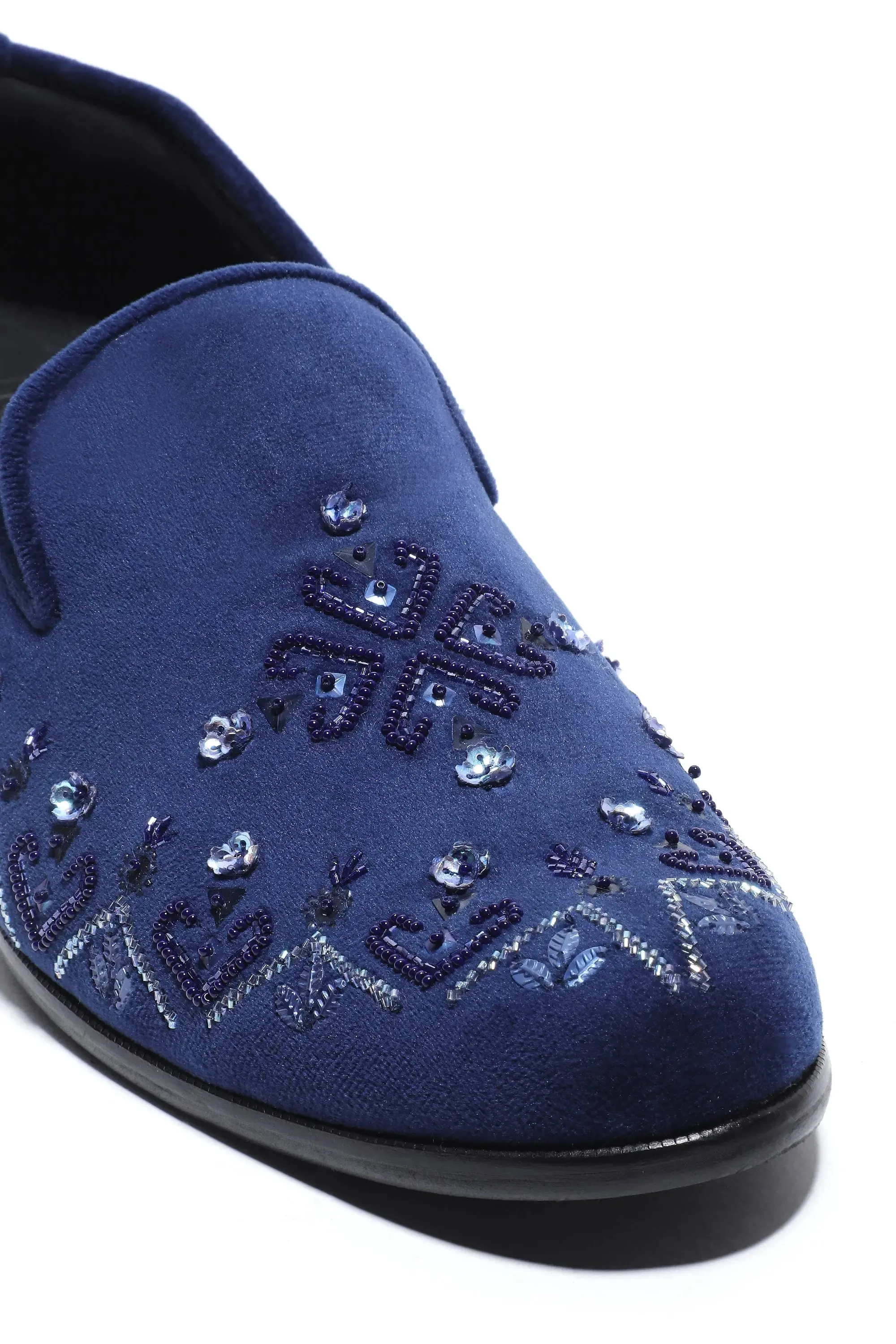 Celestial Navy Velvet Slip-Ons
