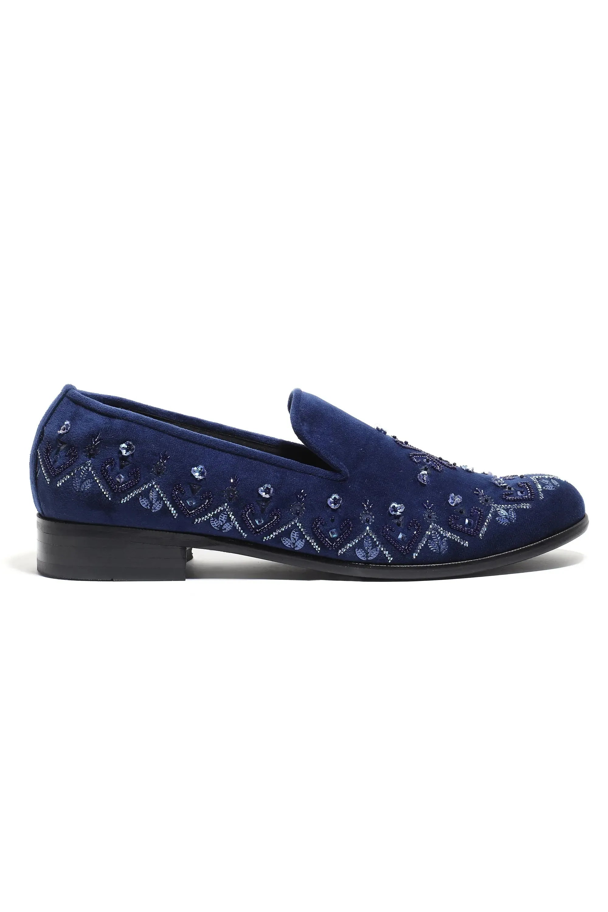Celestial Navy Velvet Slip-Ons