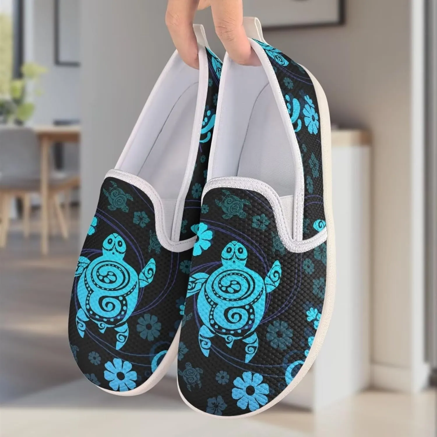 chaqlin Slip On Loafers for Men Women Wide Soft Toe Tennis Shoes Animal Print Fashion Hands Free Work Flat Clipper Mesh Athletic Sneaker