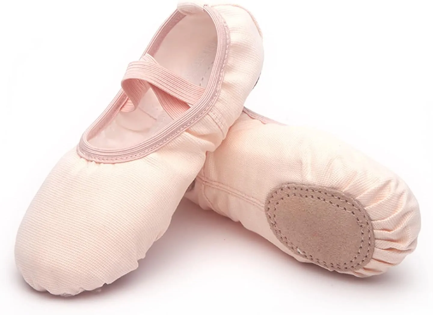 Child Ballet Shoes Toddler Dance Shoes Girls Ballet Slippers Upper Full Suede Pre-Sewn Elastic Ballet Shoes for Girls