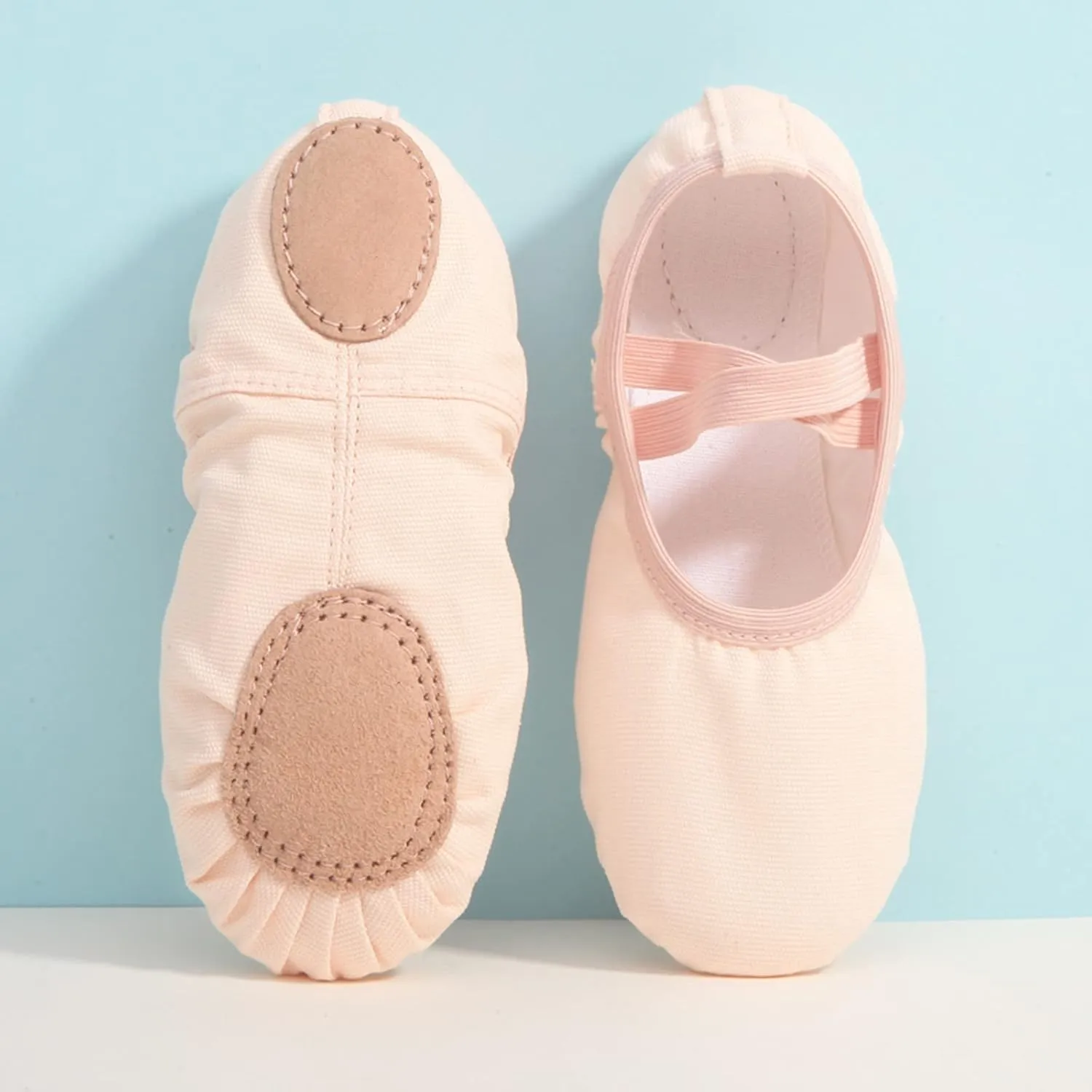 Child Ballet Shoes Toddler Dance Shoes Girls Ballet Slippers Upper Full Suede Pre-Sewn Elastic Ballet Shoes for Girls