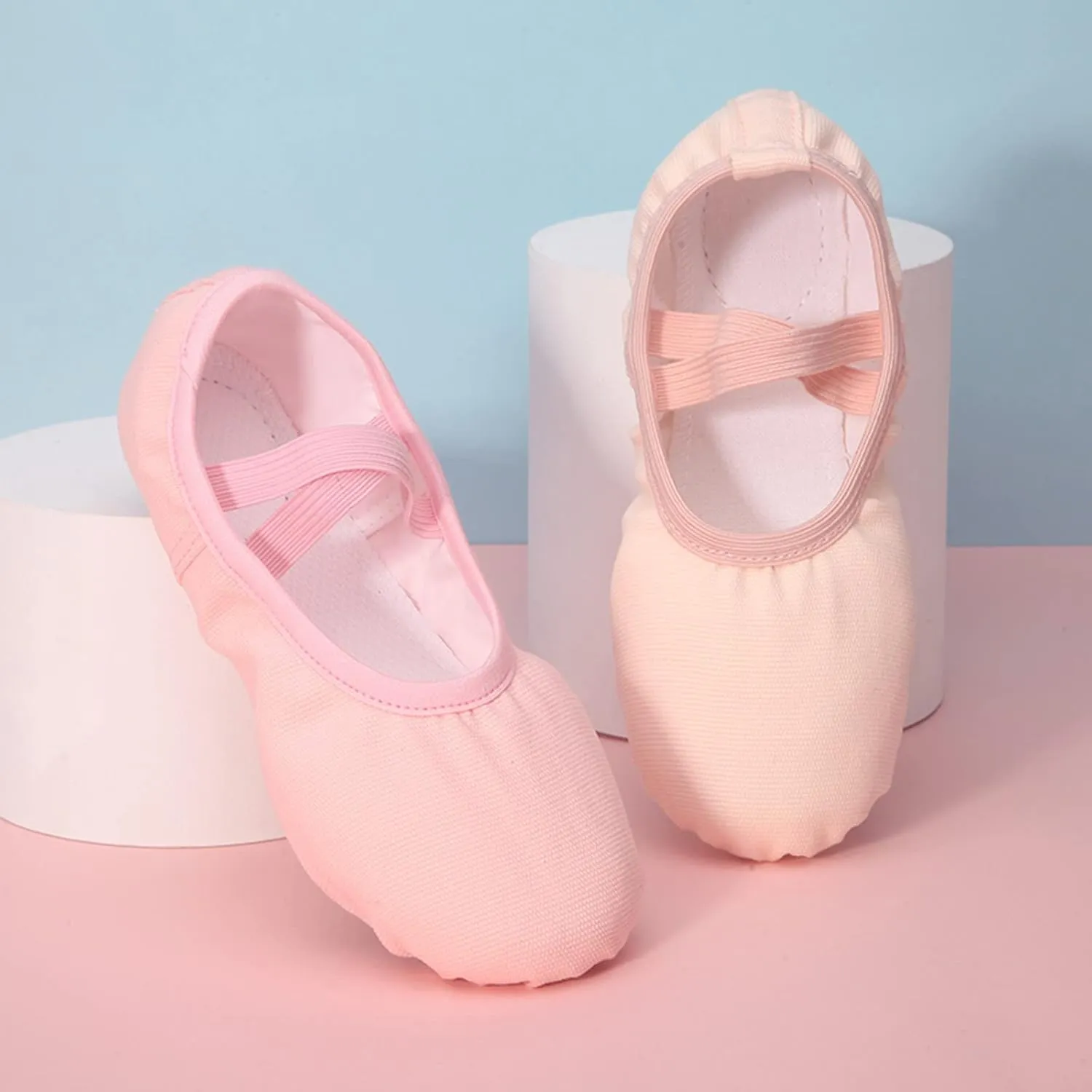 Child Ballet Shoes Toddler Dance Shoes Girls Ballet Slippers Upper Full Suede Pre-Sewn Elastic Ballet Shoes for Girls