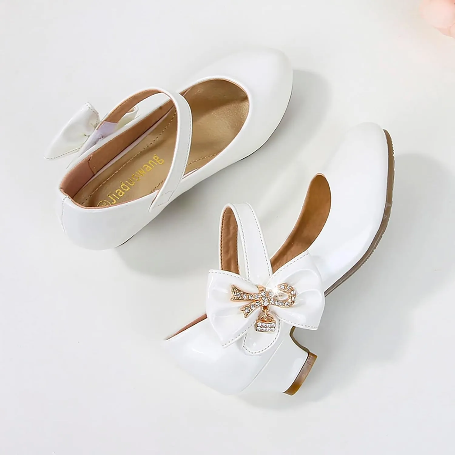 Children's Girl Mary Jane Shoes Low Heel Princess Dance Shoes Bnowknot Flower Wedding Birthday Party Dress Pumps