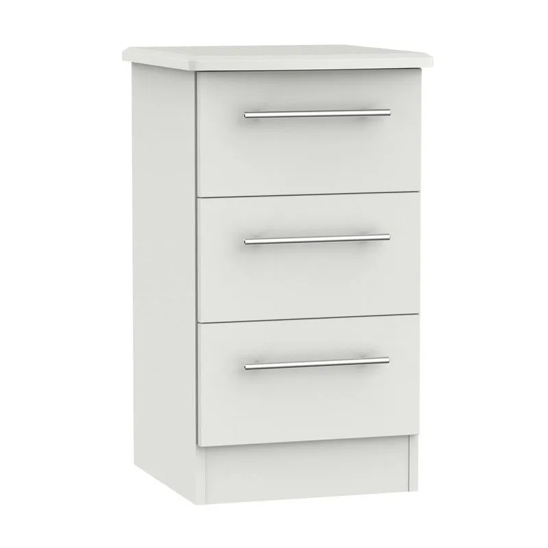 Colby Slim Bedside Table Light Grey 3 Drawers