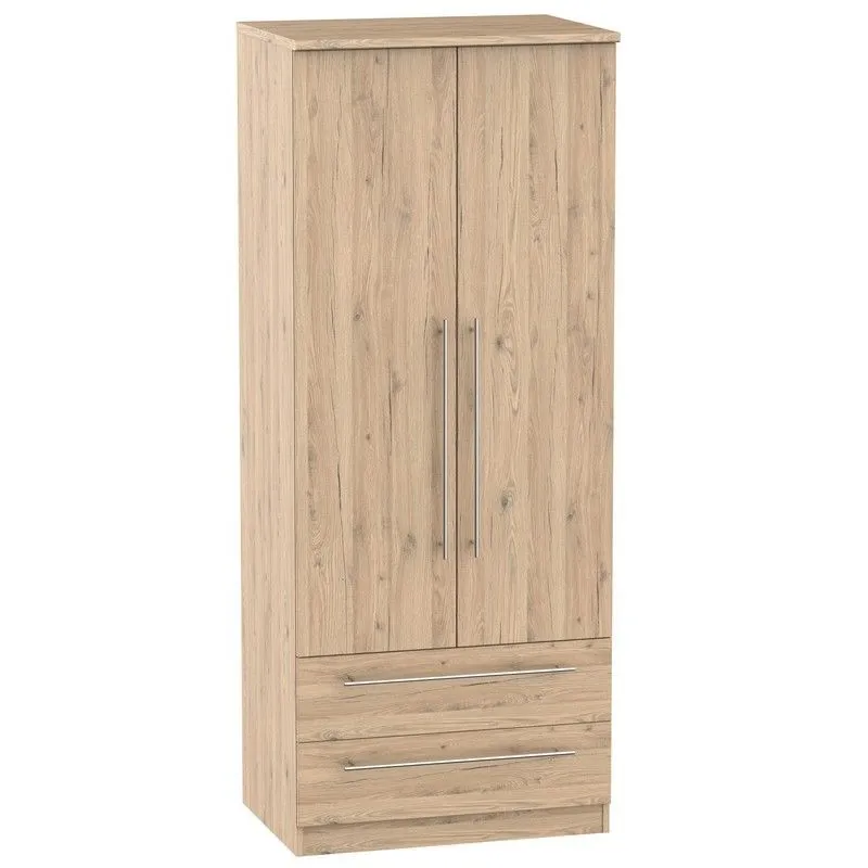Colby Tall Wardrobe Natural 2 Doors 2 Drawers