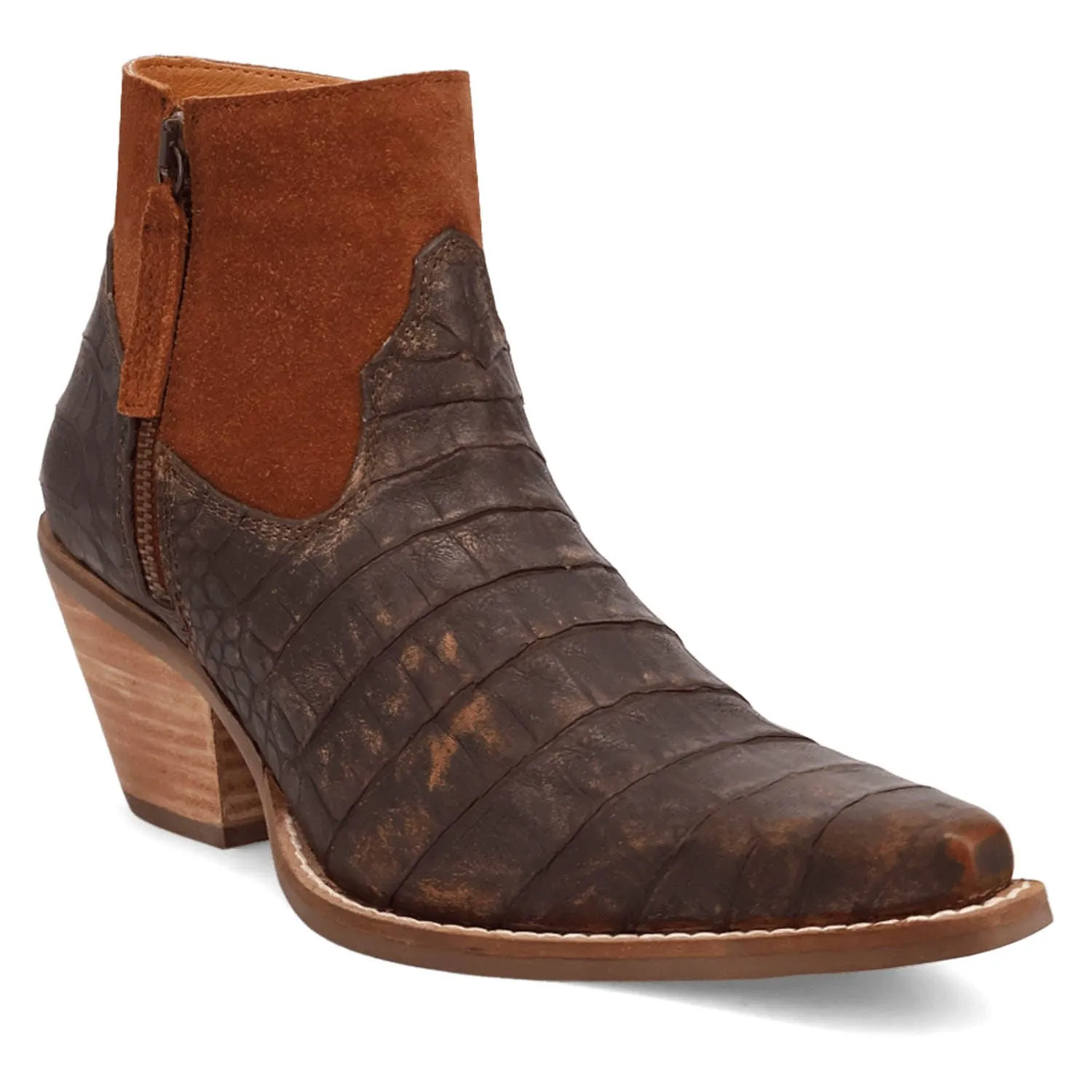 Dingo Womens Rickieie Brown Leather Ankle Boots