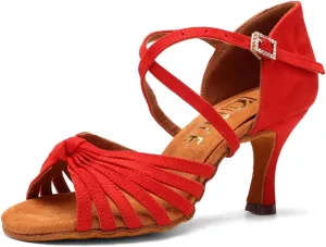 DKZSYIM Women's Latin Dance Shoes Professional Ballroom Salsa Practice Performance Dancing Shoes,Model KC-CL