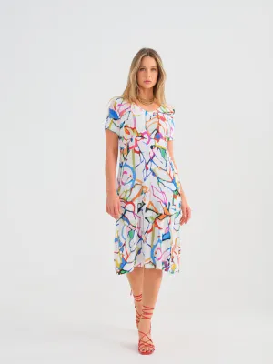 Dolcezza Dress - V-Neck Print - Fighting The Wind 25647