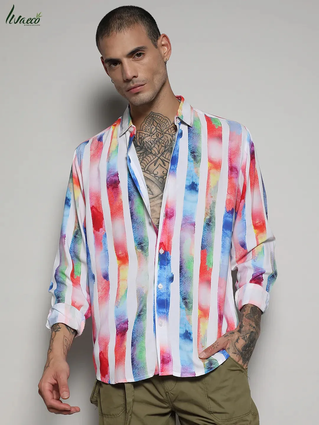 Ecoliva Tie Dye Striped Shirt