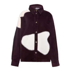 Fluwelen kinderoverhemd in aubergine