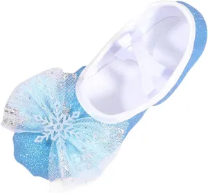 Girls Glitter Ballet Shoes Ballet Slipper with Bow Toddler Mary Jane Flat Shoes Ballerina Dress Shoes for Dance