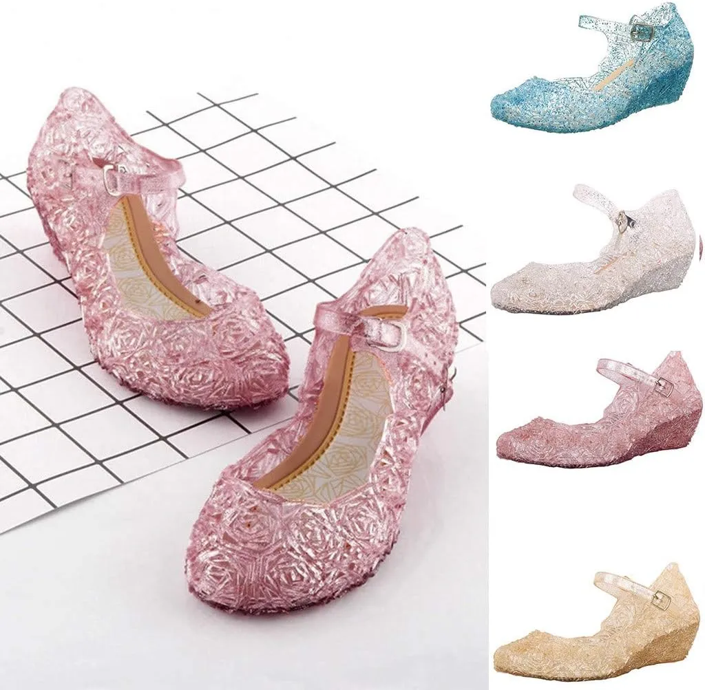 Girls Jelly Sandals Cosplay Dress Up Mary Jane Flats Heels Dance Party Birthday Single Shoes for Girls School Shoes