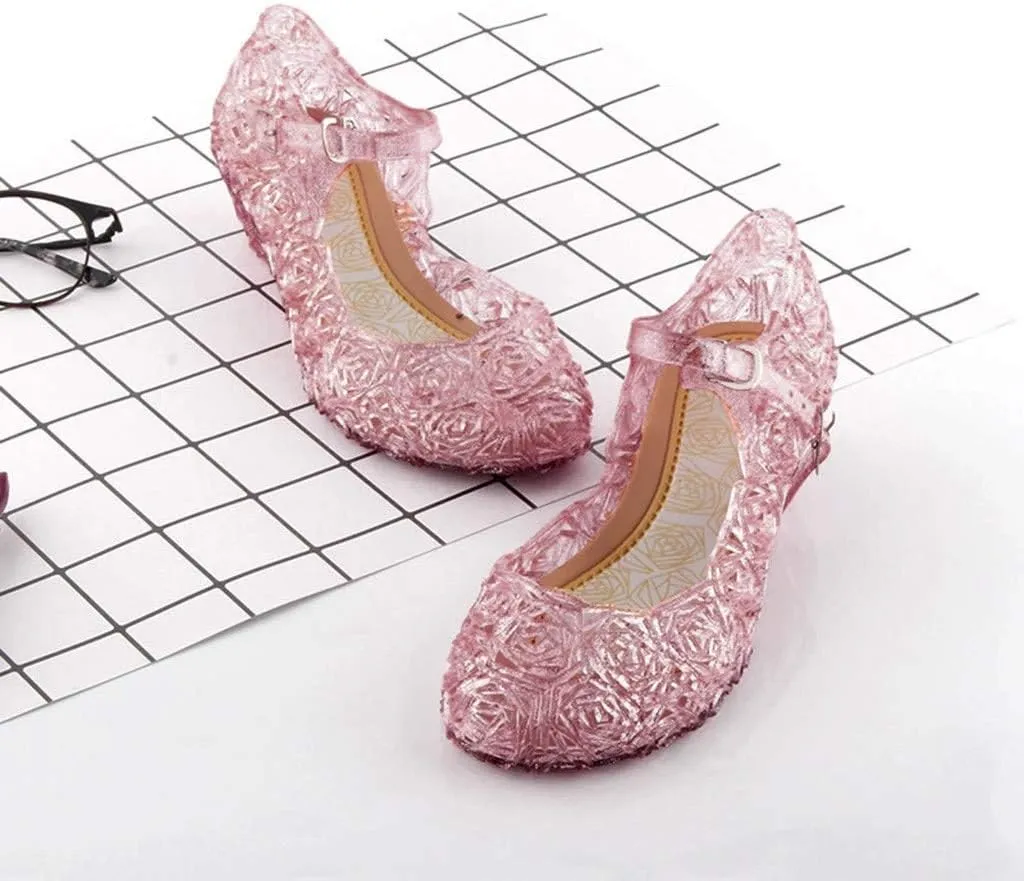 Girls Jelly Sandals Cosplay Dress Up Mary Jane Flats Heels Dance Party Birthday Single Shoes for Girls School Shoes