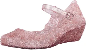 Girls Jelly Sandals Cosplay Dress Up Mary Jane Flats Heels Dance Party Birthday Single Shoes for Girls School Shoes