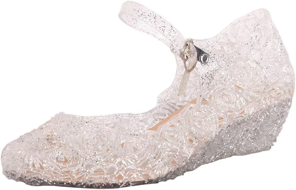 Girls Jelly Sandals Cosplay Dress Up Mary Jane Flats Heels Dance Party Birthday Single Shoes for Girls School Shoes