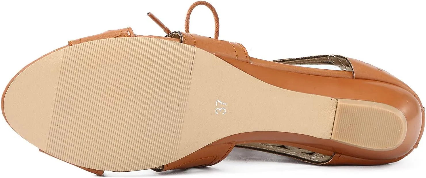 Gladiator Sandals for Women Wedge,Comfy Sandals Ladies Fashion Hollow Out Low Heel Lace Up Vintage Sandals with Zipper