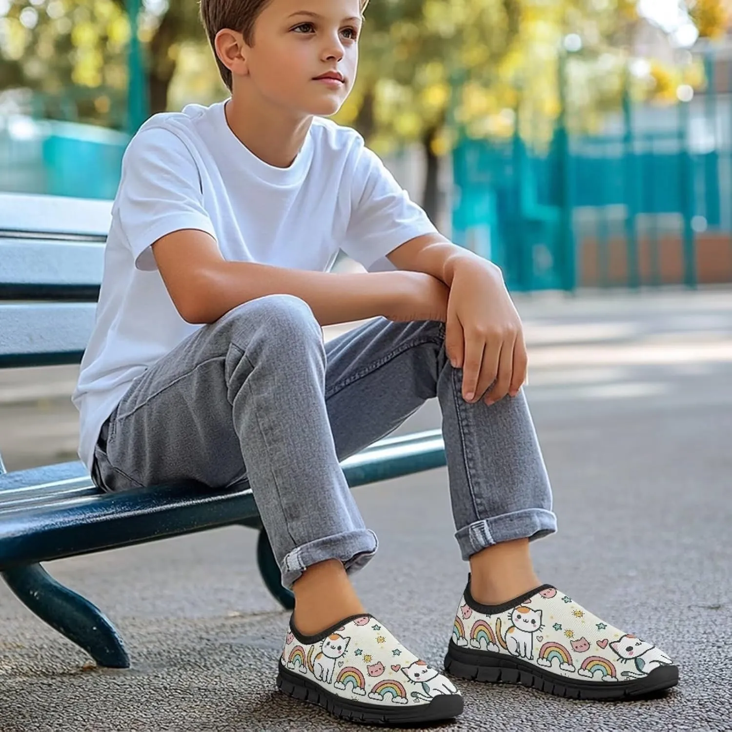 GOSTONG Kid Shoes Boys Girls Soft Slip On Casual Loafers Lightweight Walking Flat Shoes Non Slip Running Sneakers Size 11-15