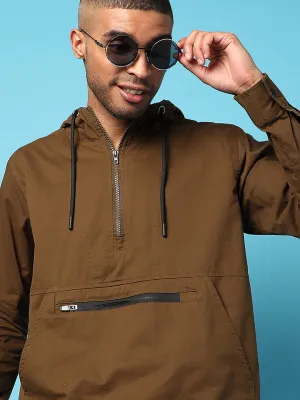 Half-Zip Utility Jacket With Contrast Drawstring