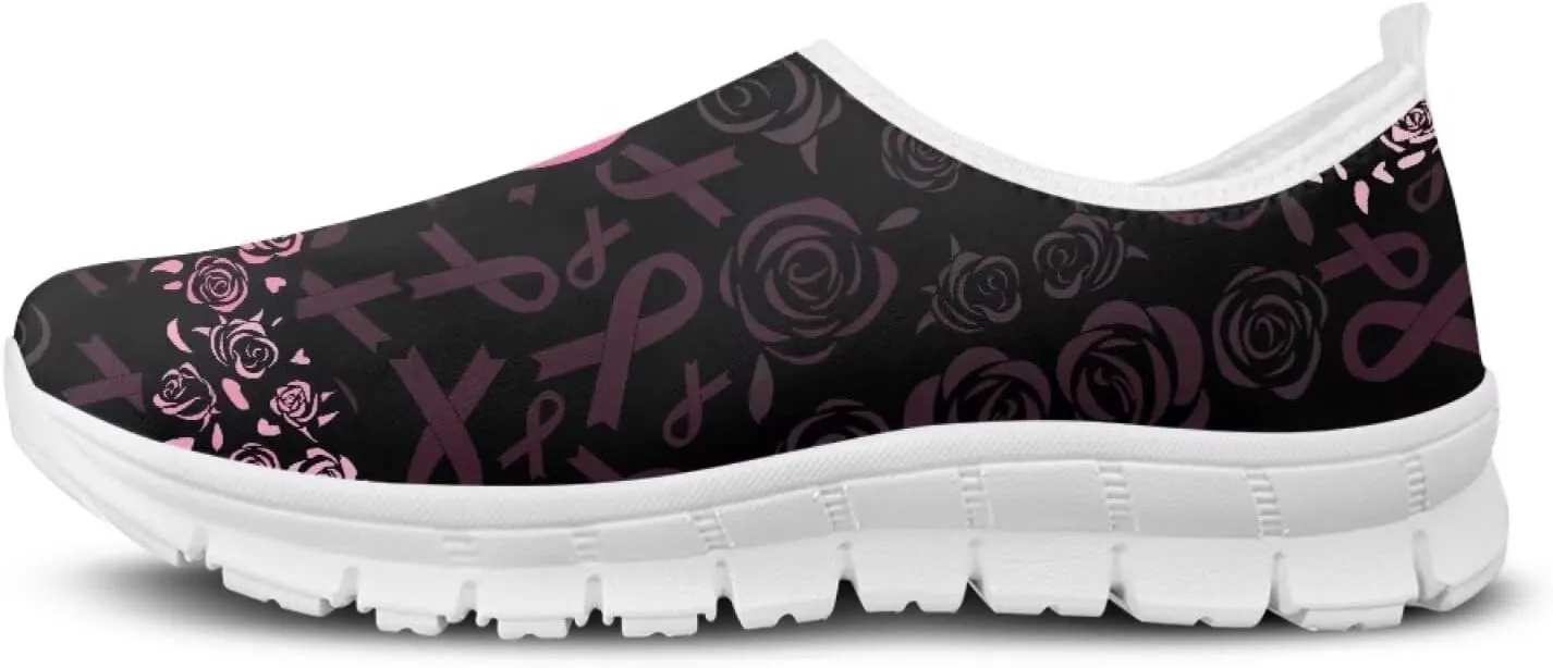 Heart Print Women's Running Shoes Slip On Sneakers Soft Loafers Low Top Non Slip Sports Walking Training Travel for Spring