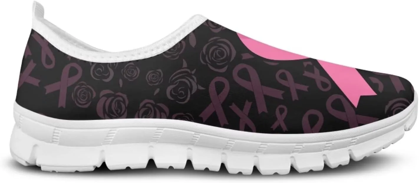 Heart Print Women's Running Shoes Slip On Sneakers Soft Loafers Low Top Non Slip Sports Walking Training Travel for Spring