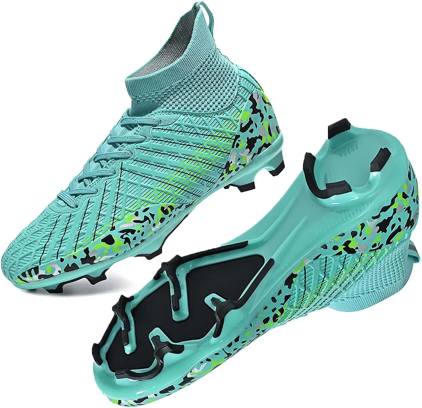 HESBITEUL Soccer Cleats Outdoor for Boys Training: High Top Football Cleats for Firm Ground