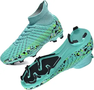 HESBITEUL Soccer Cleats Outdoor for Boys Training: High Top Football Cleats for Firm Ground