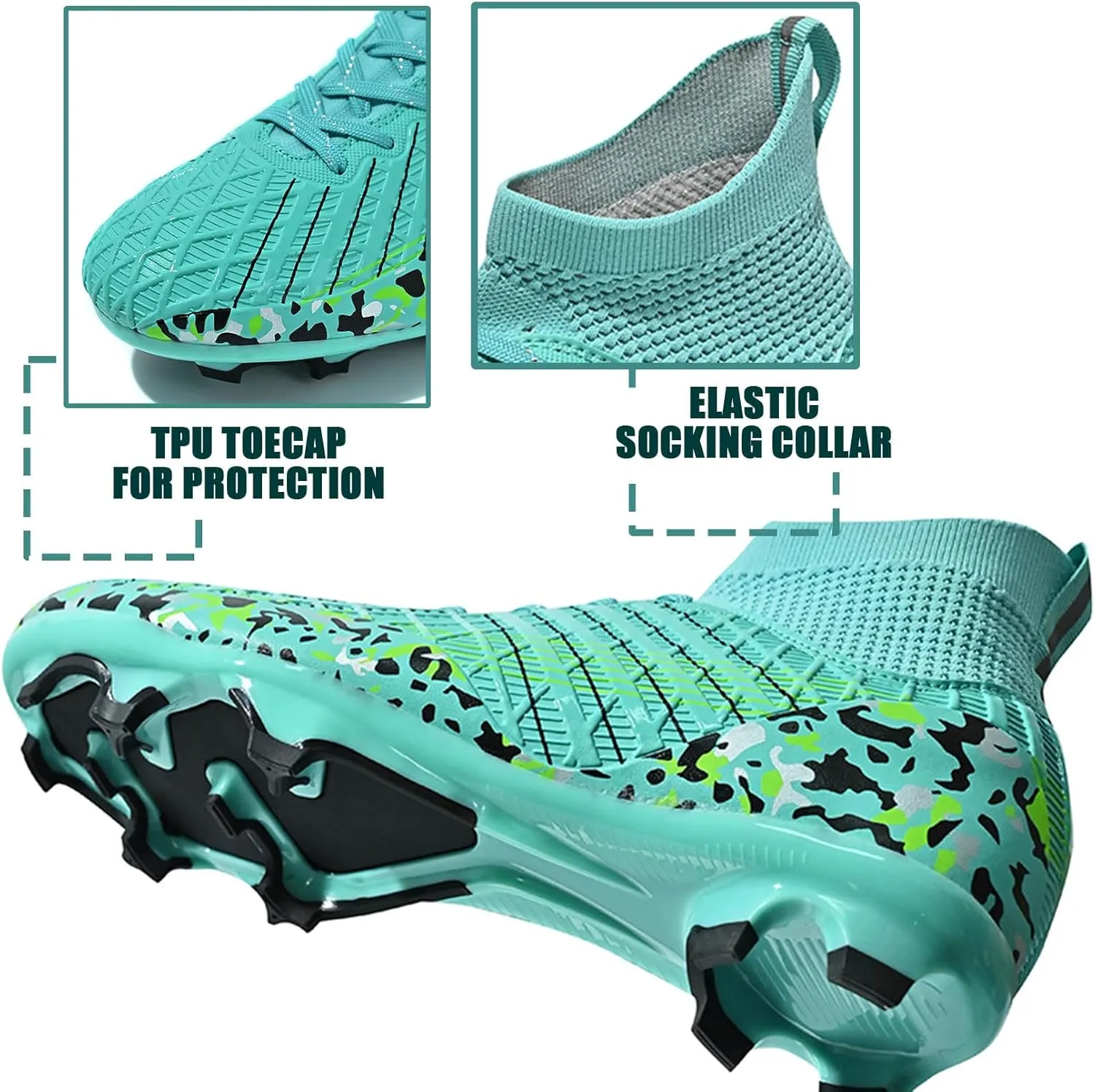 HESBITEUL Soccer Cleats Outdoor for Boys Training: High Top Football Cleats for Firm Ground
