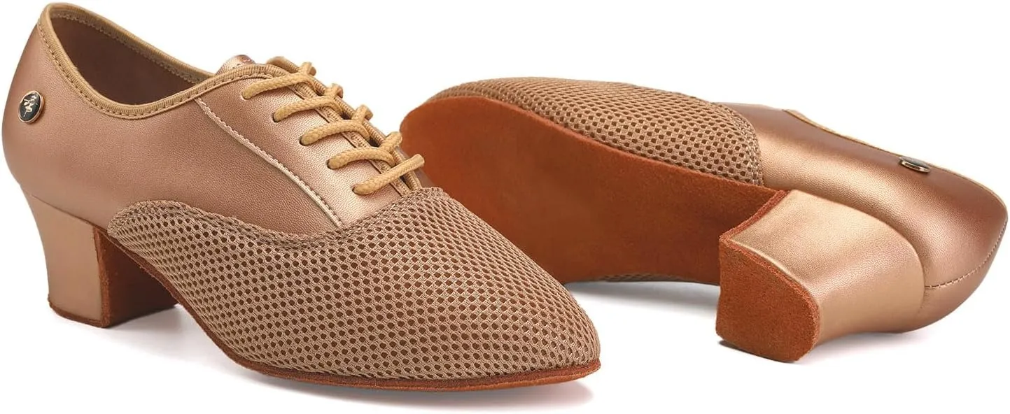 HROYL Women Ballroom Dance Shoes Lace-up Latin Salsa Rhythm Modern Teaching Practice Performance Dancing Shoes