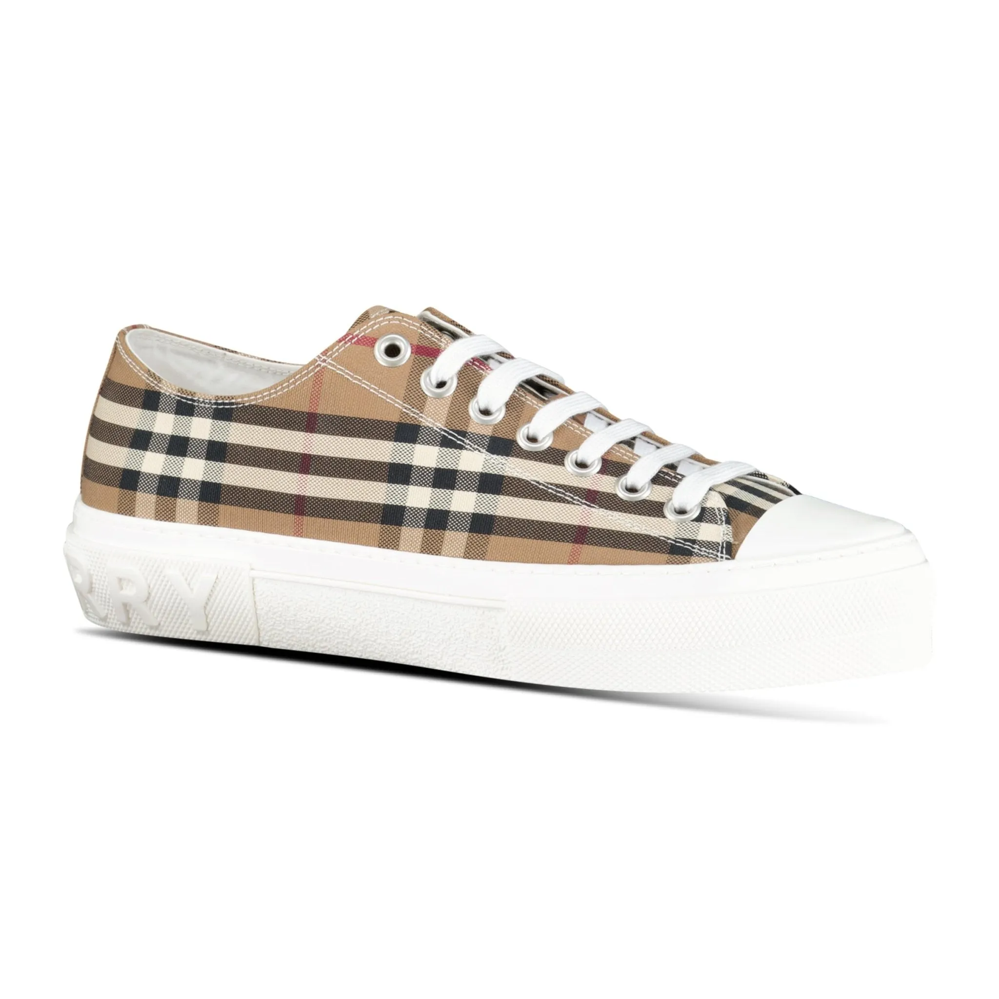 'Jack Low' Check Trainers Birch Brown